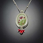 Oval Poppy Necklace with Coral