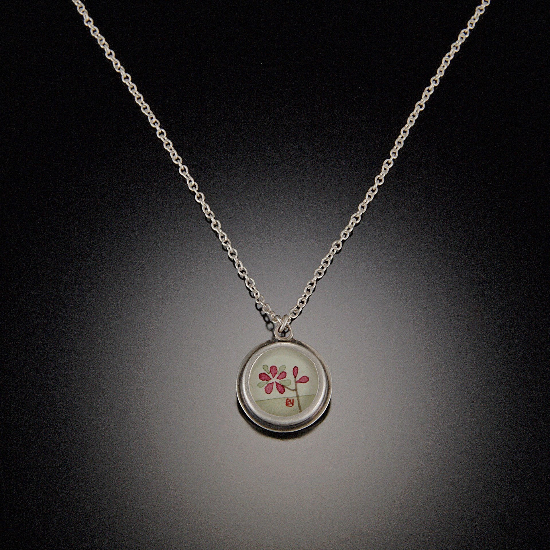 Tiny Round Plum Blossom Necklace