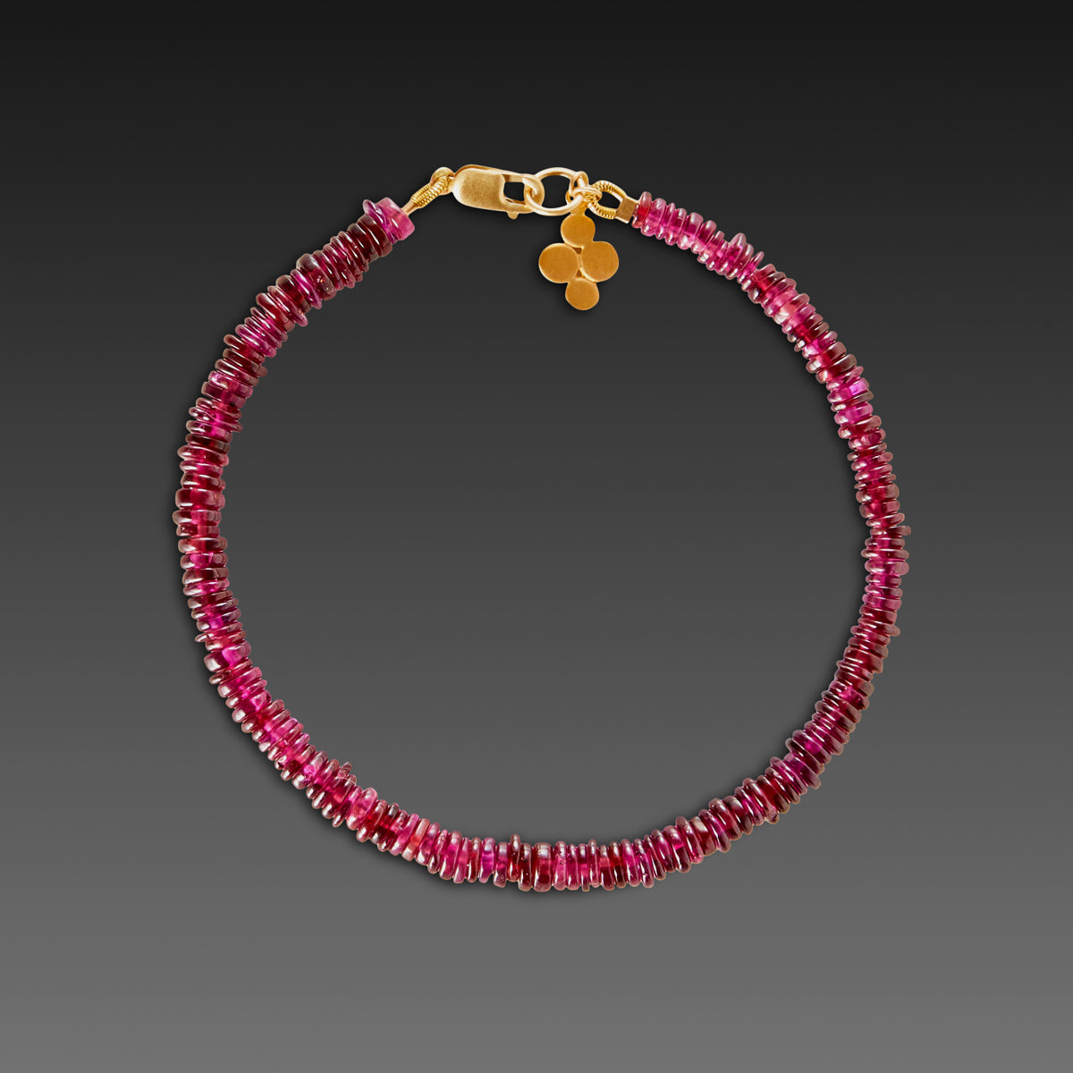 Garnet Bracelet with 22k Multidisk Charm
