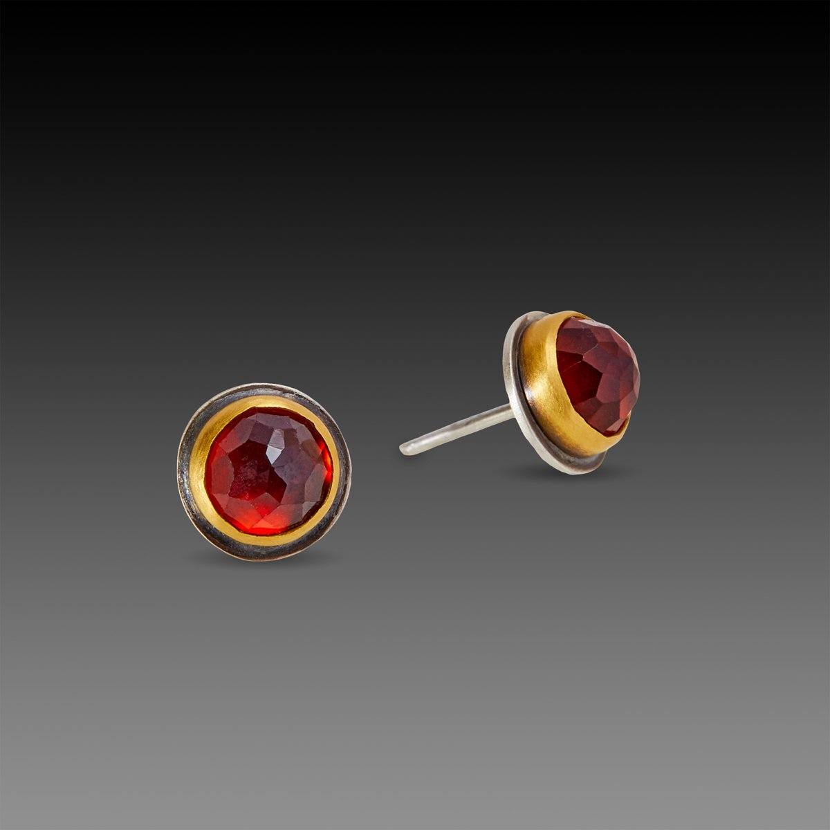 Hessonite Garnet Stud Earrings
