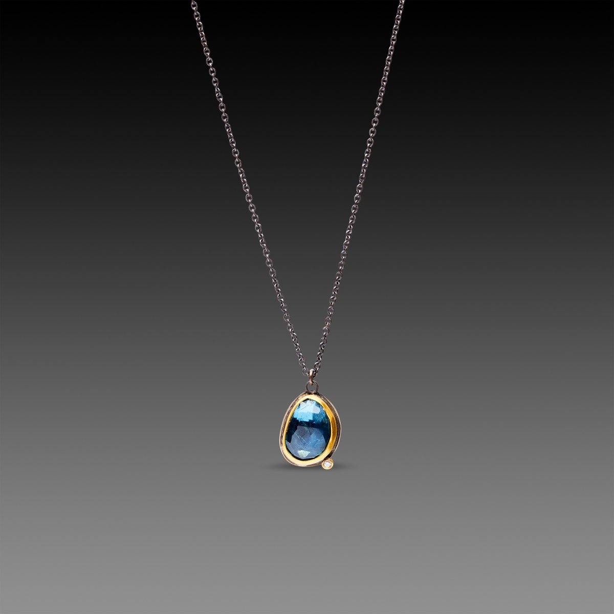 London Blue Topaz Necklace with Diamond