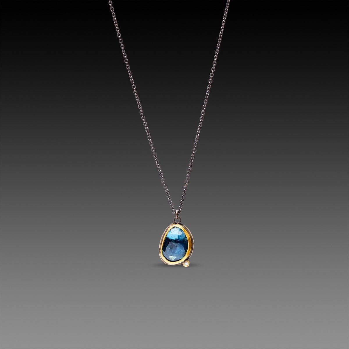 London Blue Topaz Necklace with Diamond