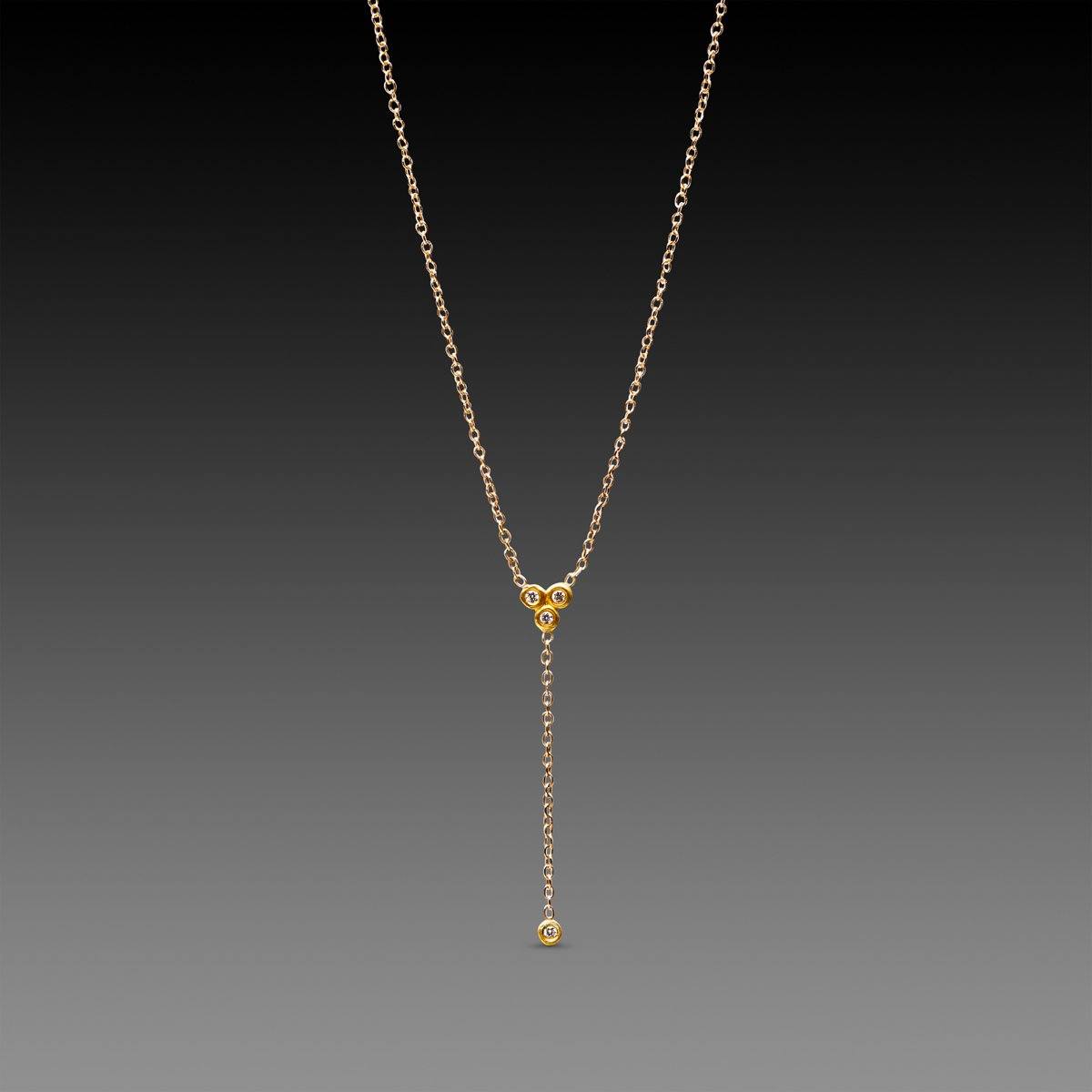 Delicate Diamond Trio Necklace with Diamond Drop