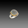 Ancient Indian Coin Ring with Two Diamonds