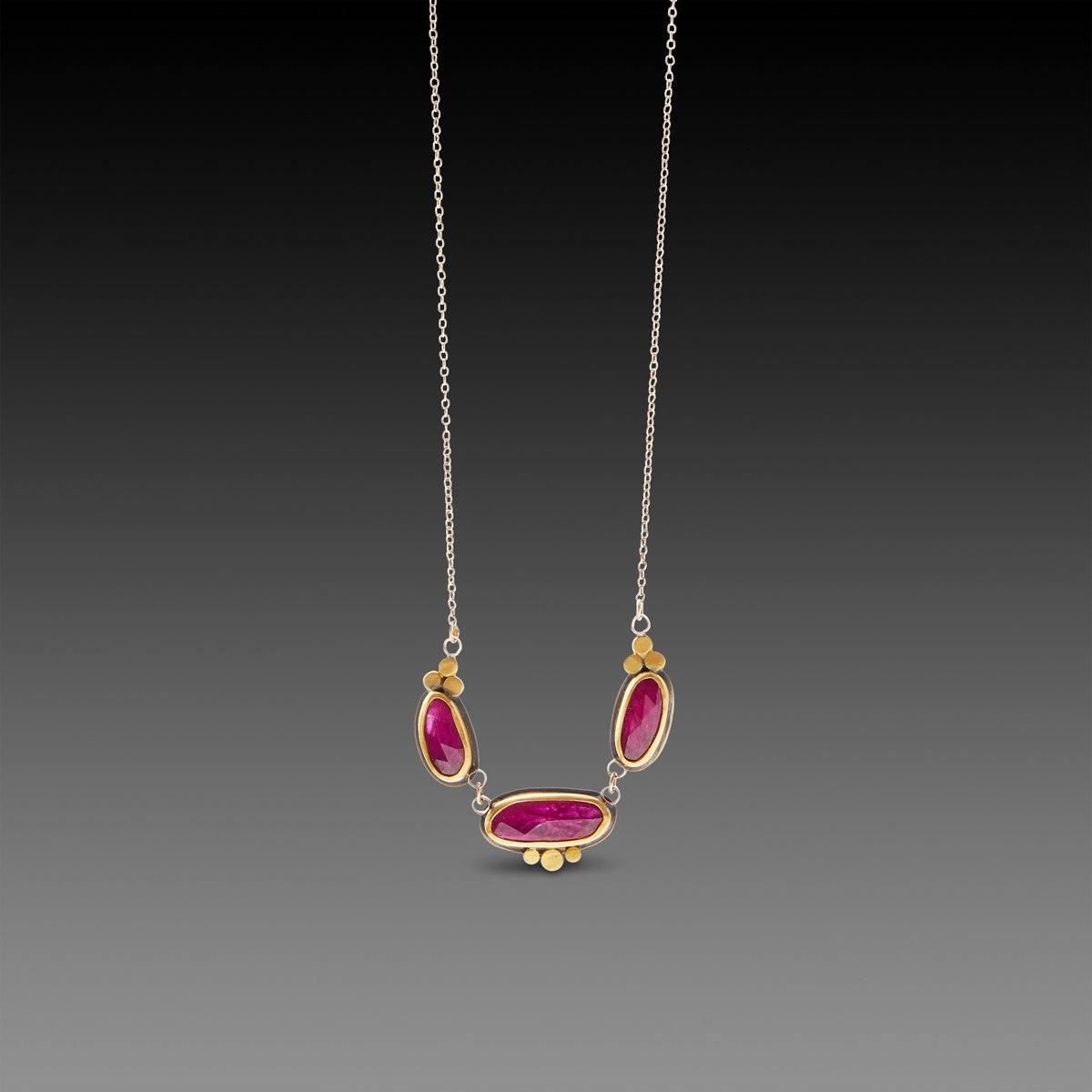 Rubies with 22k Gold Trios Necklace