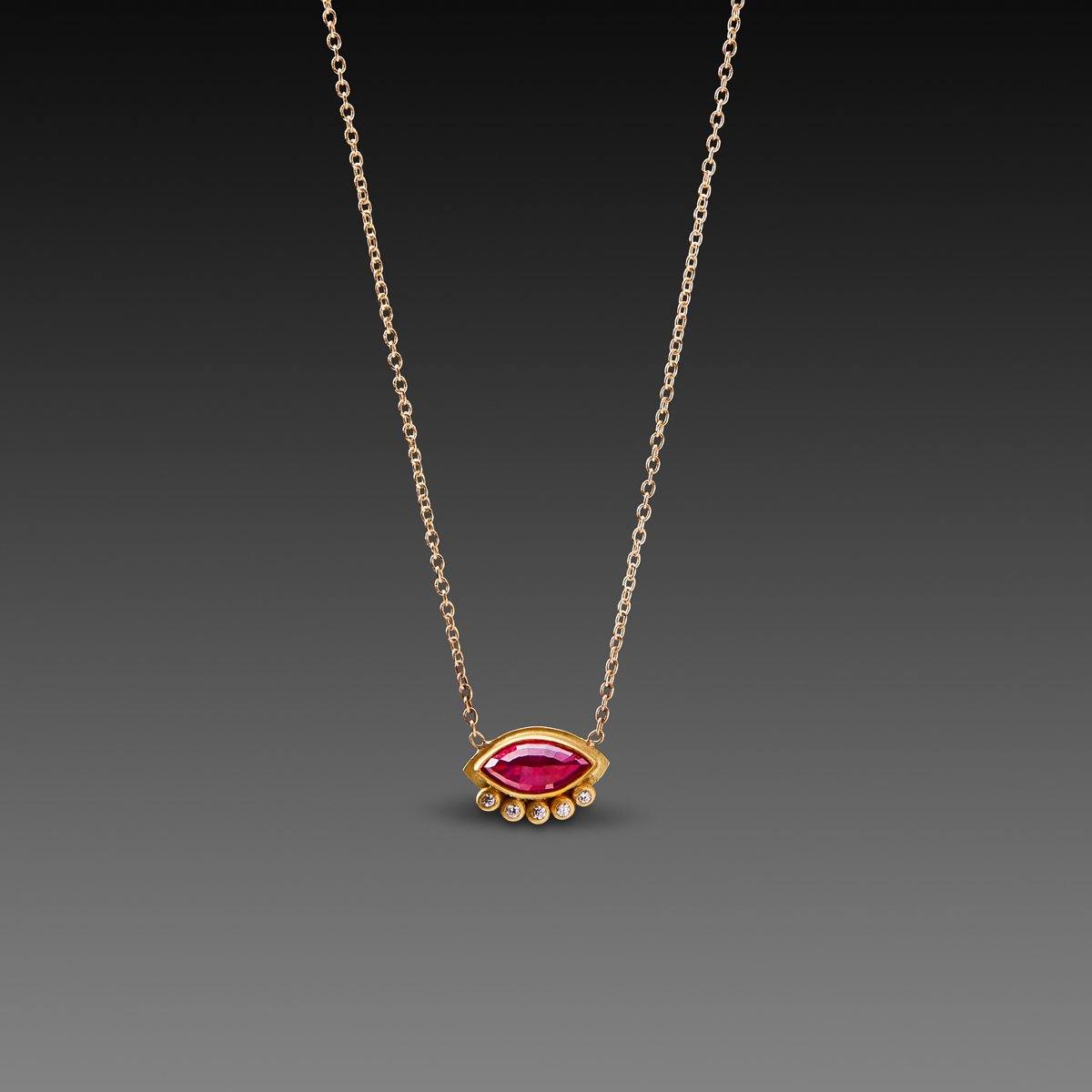 Floating Ruby Necklace with Diamonds