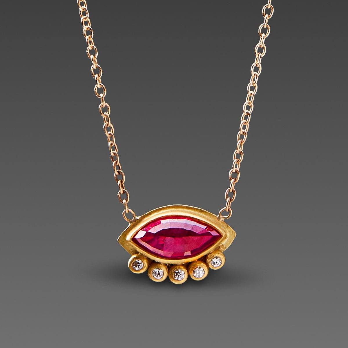 Floating Ruby Necklace with Diamonds