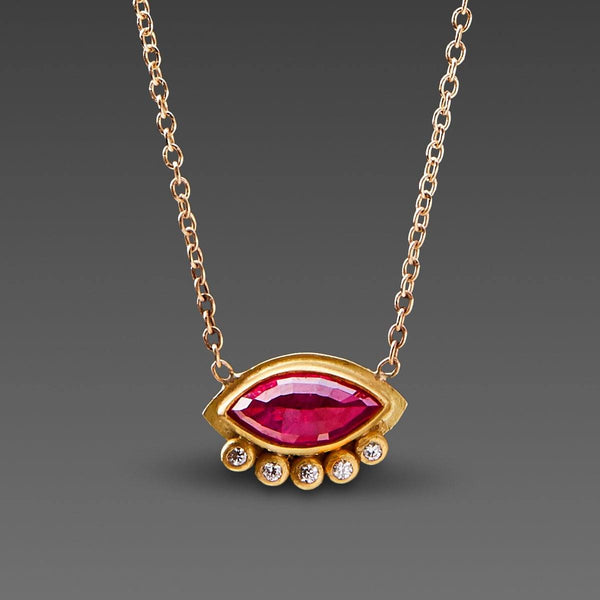 Floating Ruby Necklace with Diamonds