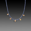 Sapphire Beaded Necklace with Gold Teardrops