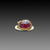 Rose Cut Rhodolite Garnet Ring with Three Diamonds