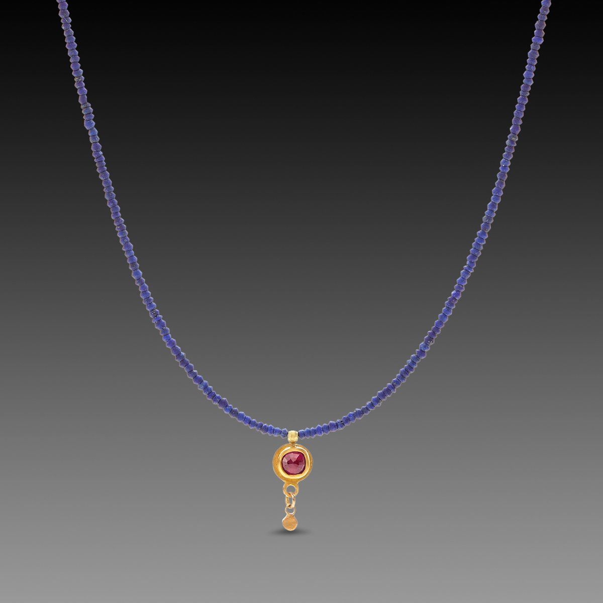 Delicate Lapis and Ruby Necklace