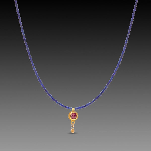 Delicate Lapis and Ruby Necklace