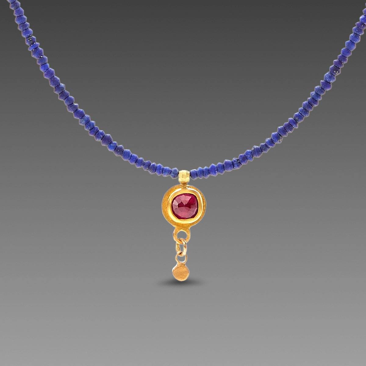 Delicate Lapis and Ruby Necklace