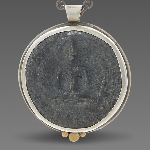 Thai Buddha Amulet Necklace with Three Gold Dots