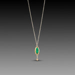 Marquise Emerald Necklace with Diamond Drop