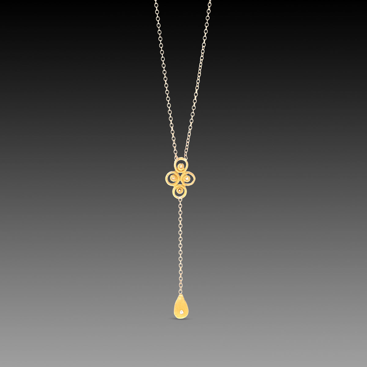 Filigree Necklace with Diamond Drop