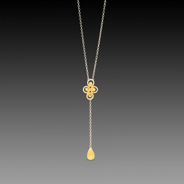 Filigree Necklace with Diamond Drop