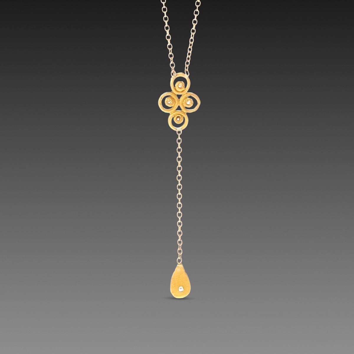 Filigree Necklace with Diamond Drop