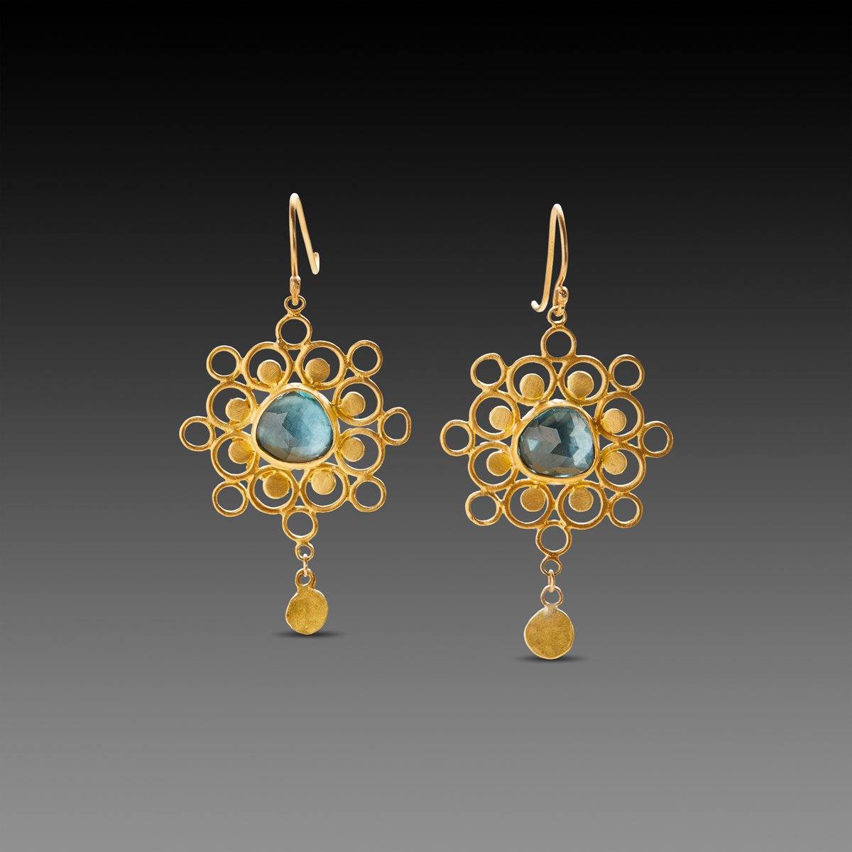 Open Mandala and Topaz Earrings