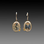 Moss Agate Earrings with Gold Dots
