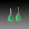 Rose Cut Chrysoprase Earrings with Gold Dots