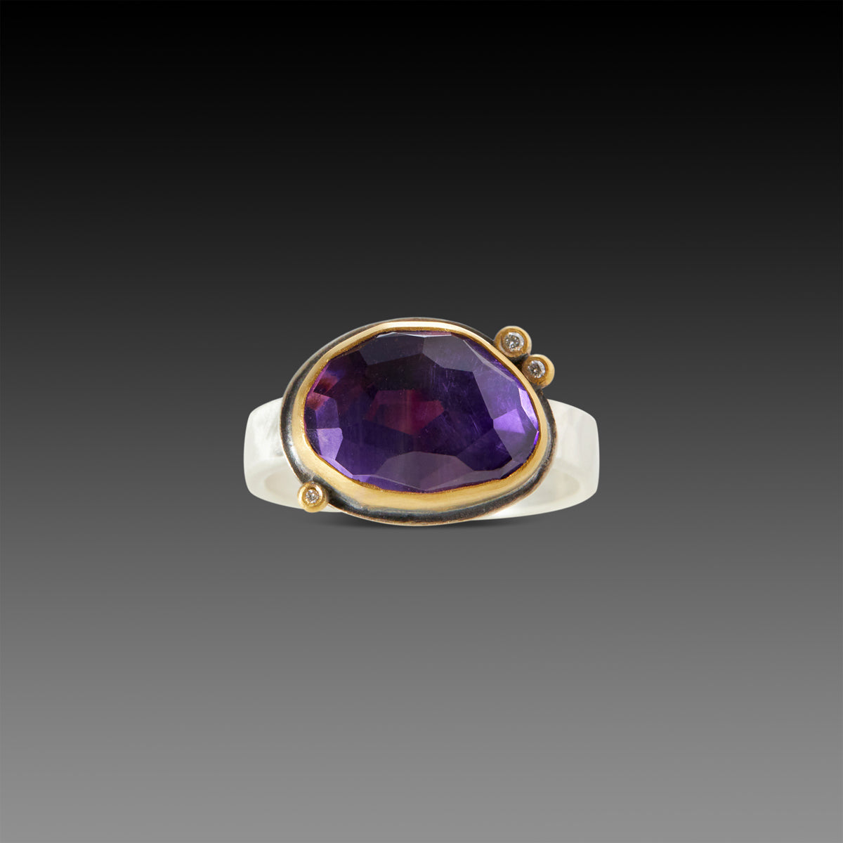 Sparkly Amethyst Ring with Diamonds