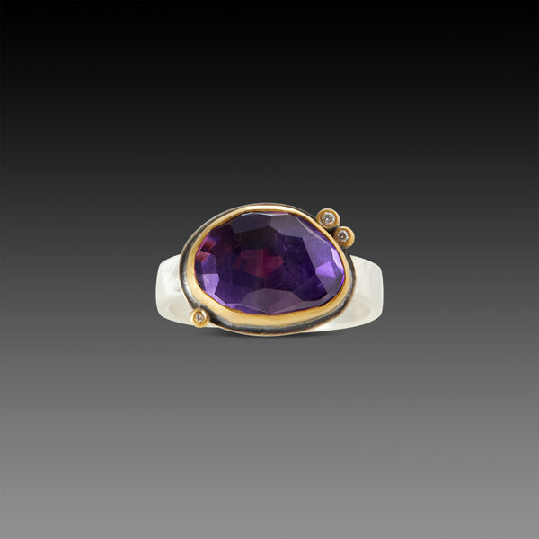 Sparkly Amethyst Ring with Diamonds