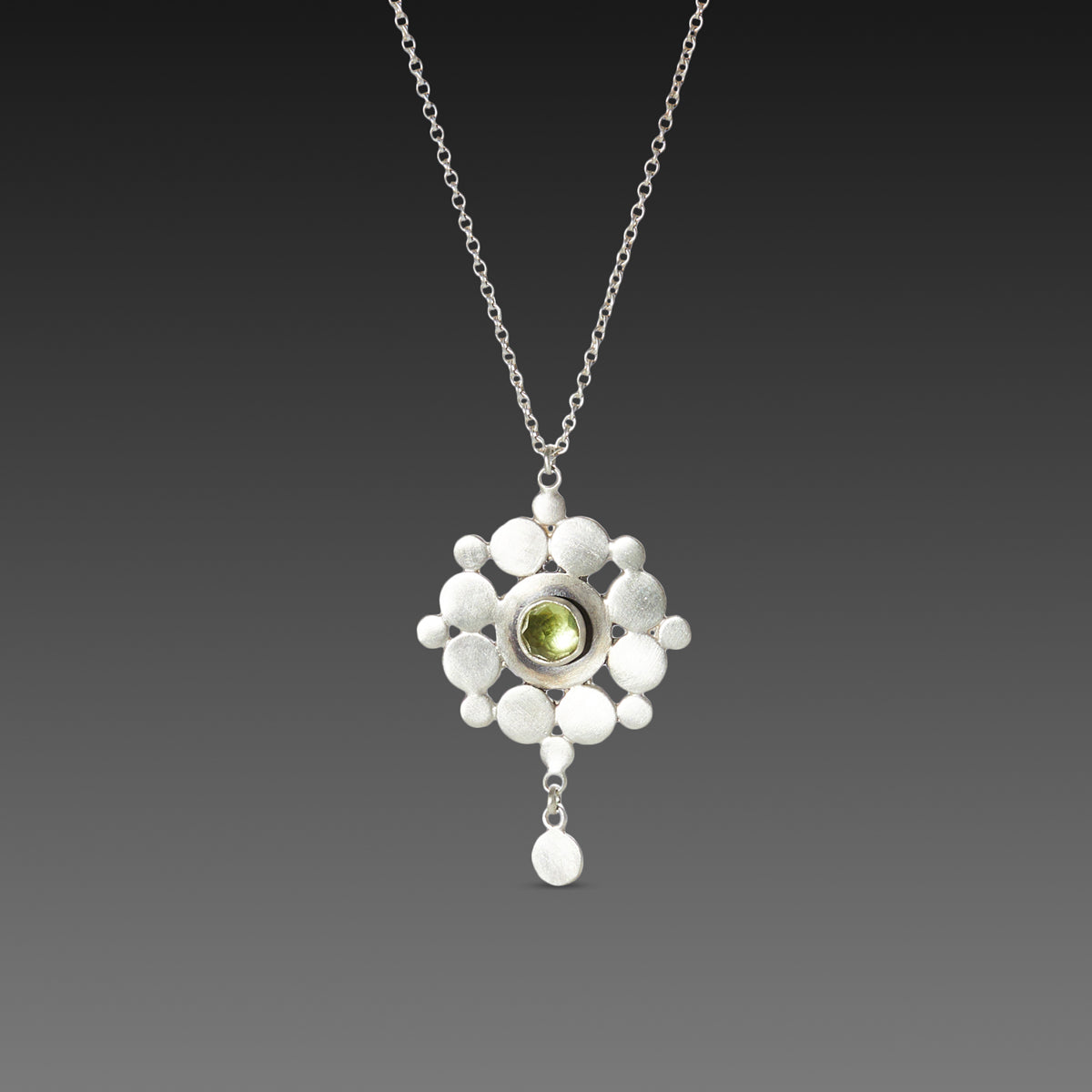 Sterling &amp; Peridot Mandala Necklace