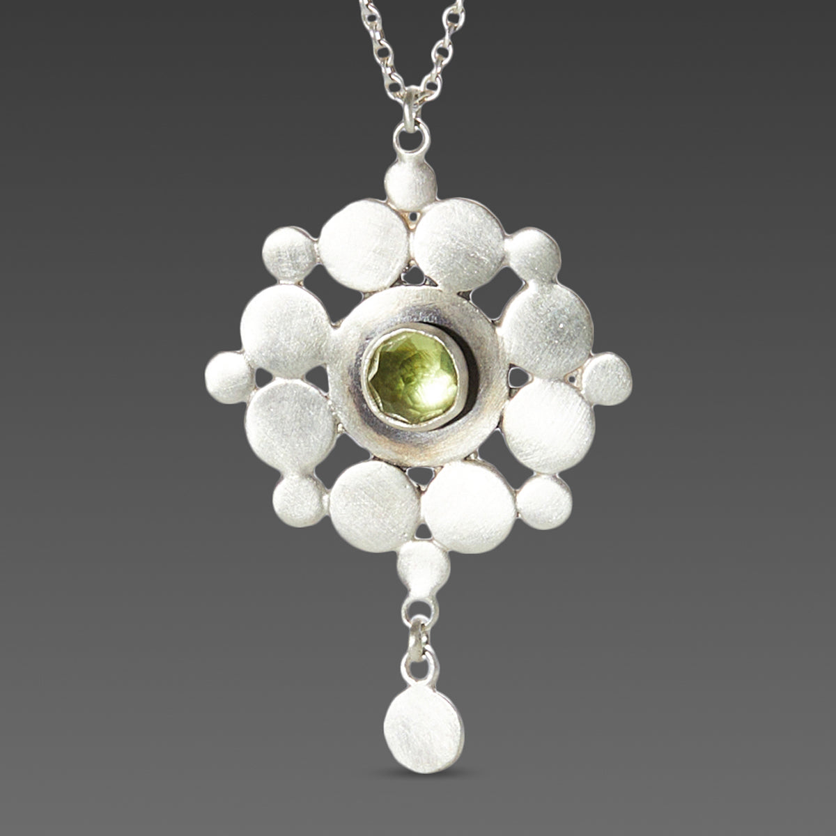 Sterling &amp; Peridot Mandala Necklace