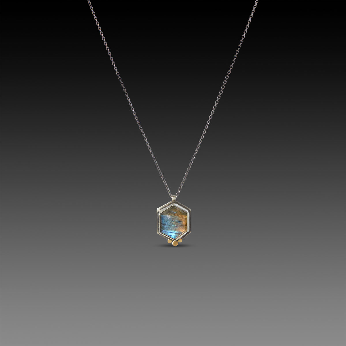 Geometric Labradorite Necklace with 22k Dots