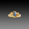 Rose Cut Ceylon Sapphire Ring with Diamonds