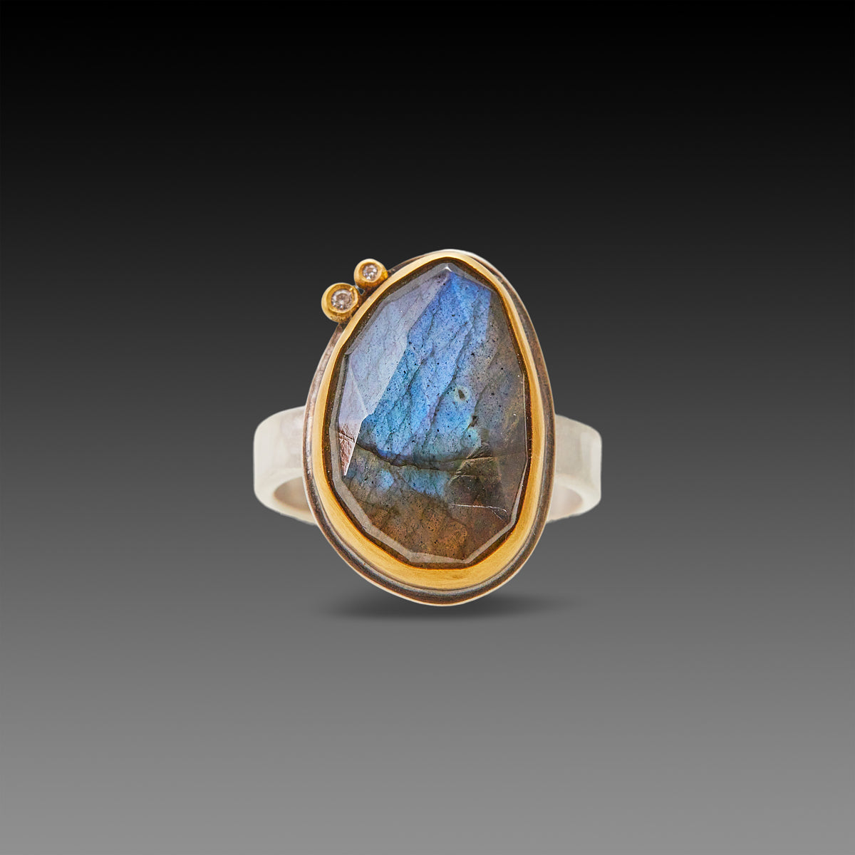 Labradorite Ring with Diamonds