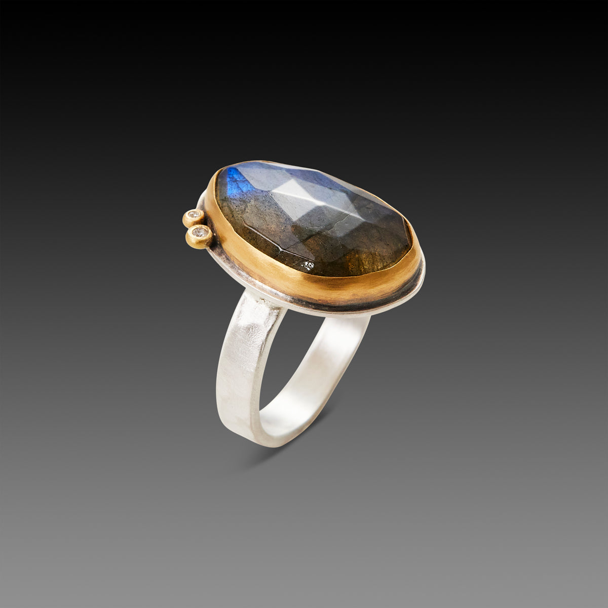 Labradorite Ring with Diamonds