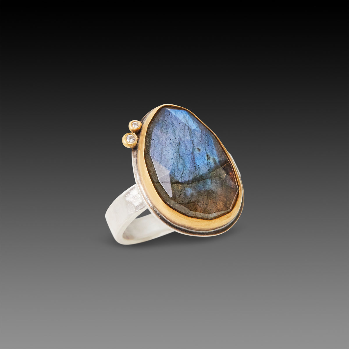 Wide ring plated gold and labradorite sold