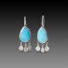 Turquoise Teardrop Earrings with Silver Fringe