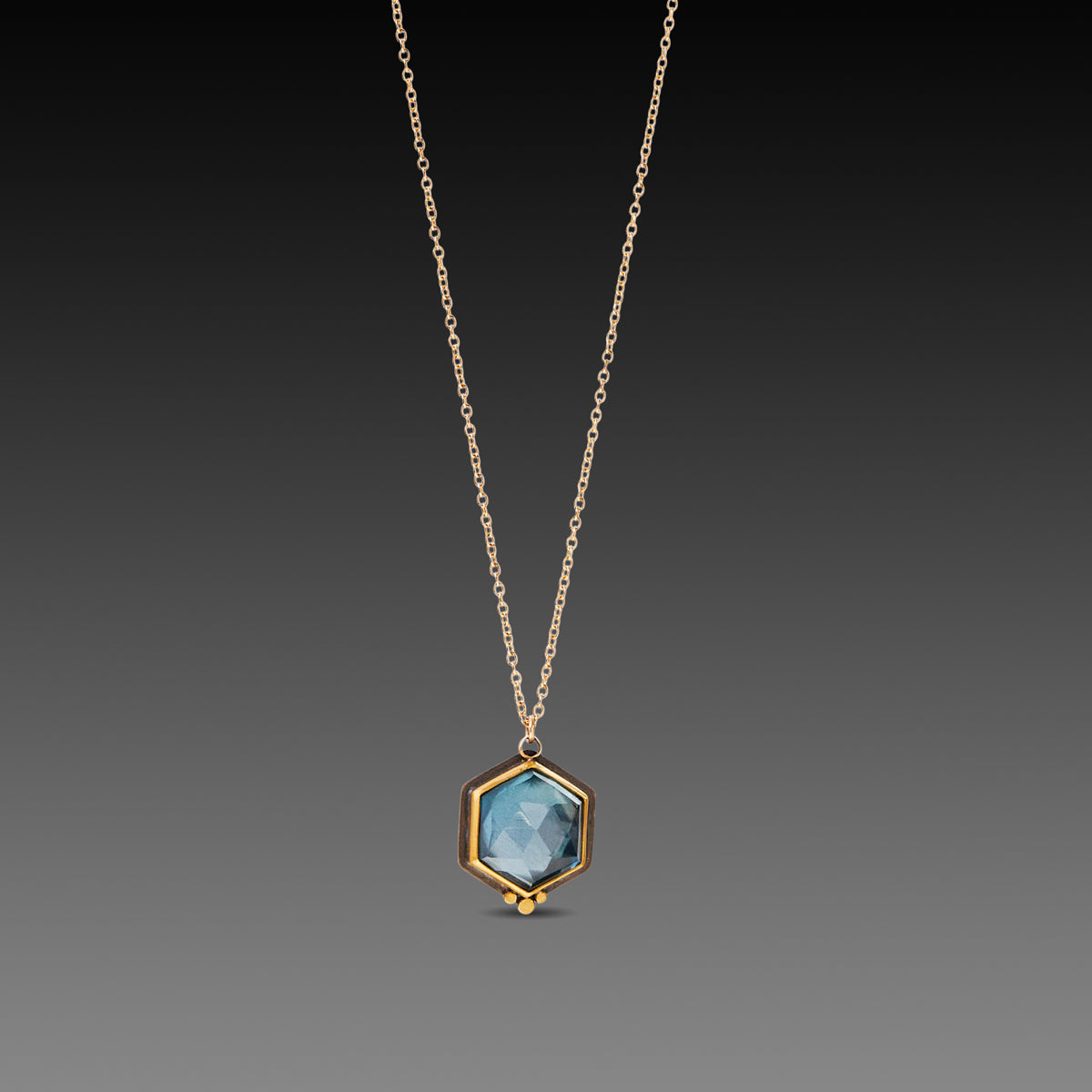 Geometric Topaz Necklace with Gold Dots