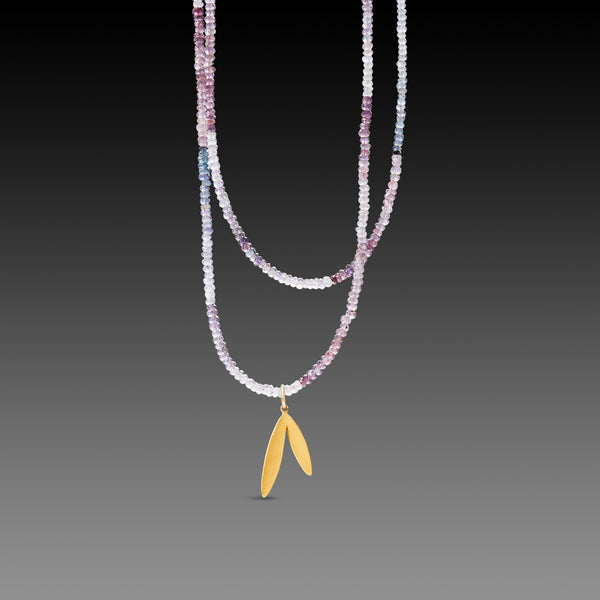 Ombre Spinel Necklace with Gold Leaf Charm