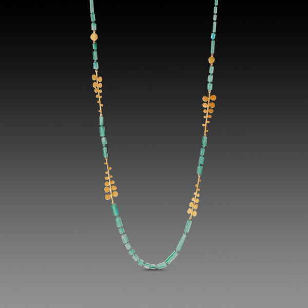Tourmaline Necklace with 22k Gold Ferns