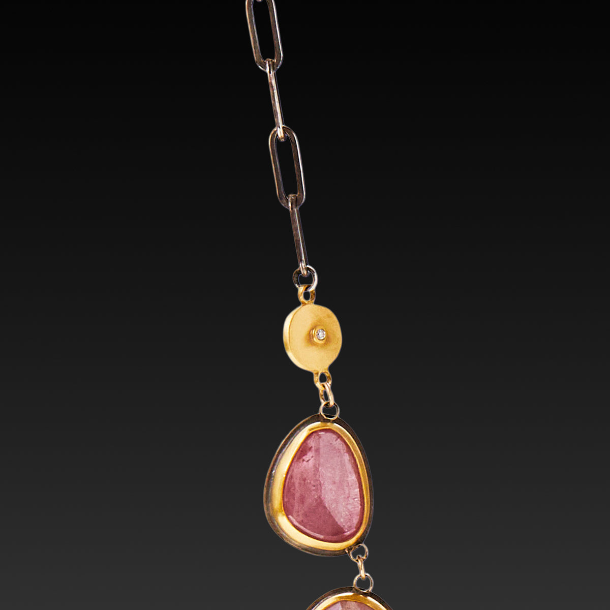 Pink Sapphire Necklace with 22k Gold Fringe