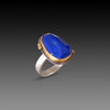 Faceted Lapis Ring with Diamond Dots