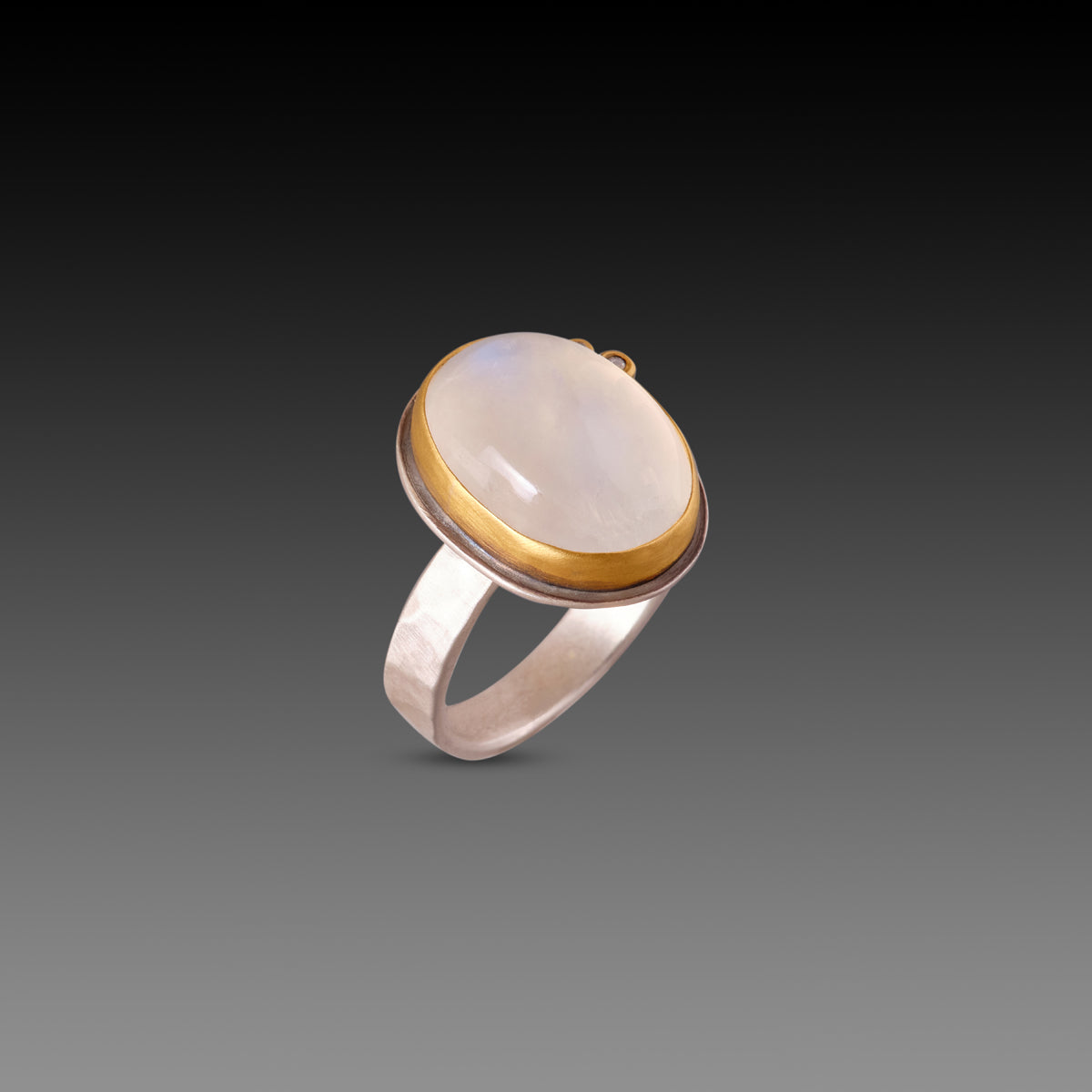 Moonstone Cabochon Ring with Diamonds