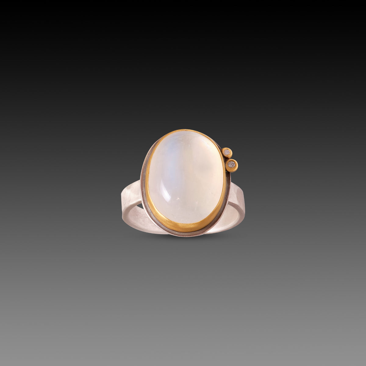 Moonstone Cabochon Ring with Diamonds