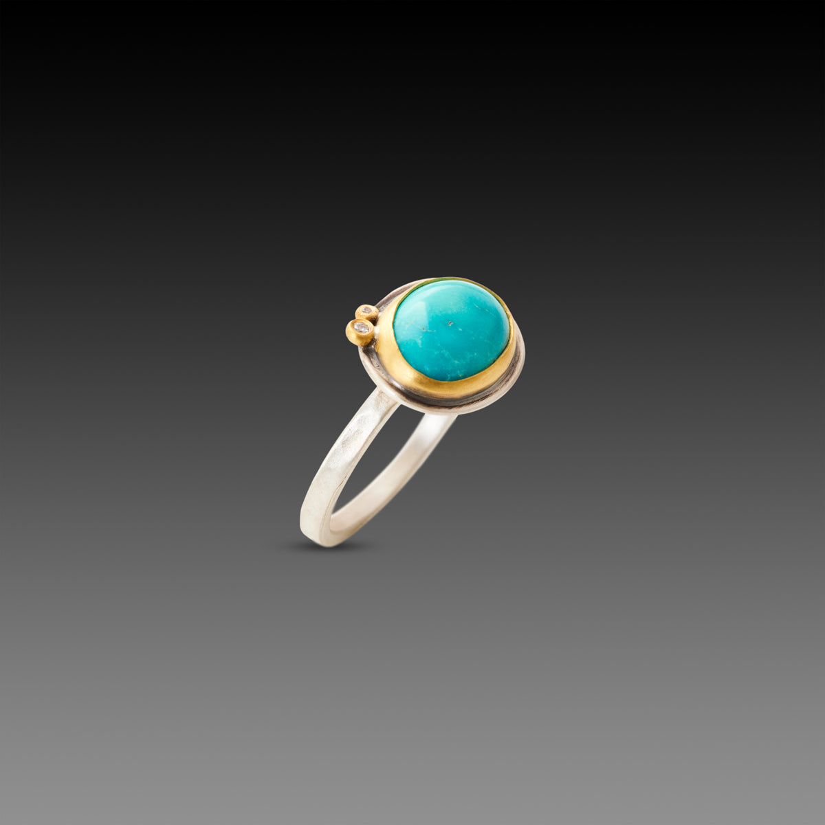 Smooth Turquoise Ring with Diamonds