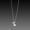 Double Leaf Charm Necklace with Moss Aquamarine