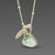 Double Leaf Charm Necklace with Moss Aquamarine