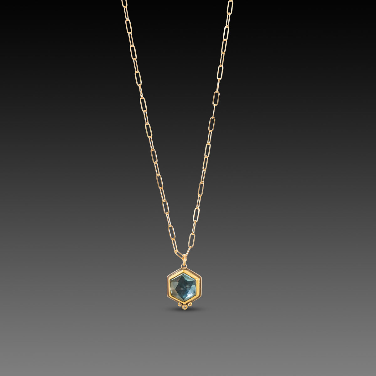 Geometric Topaz Necklace with Diamond Trio