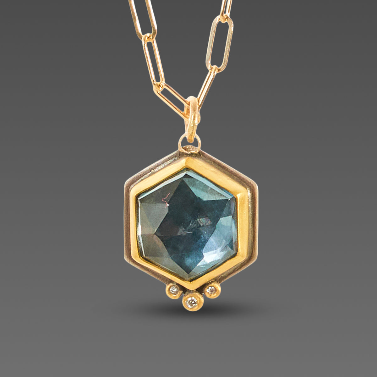 Hyde Park 14K Yellow Gold Blue Topaz Necklace-39558 - Hyde Park Jewelers