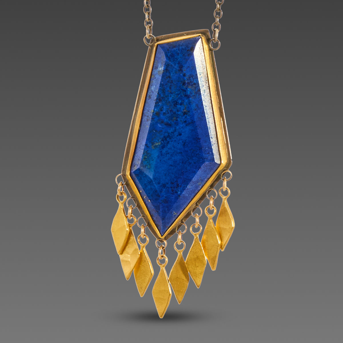 Polished Lapis Fringe Necklace