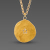 Hammered Gold Disk Necklace with Diamonds