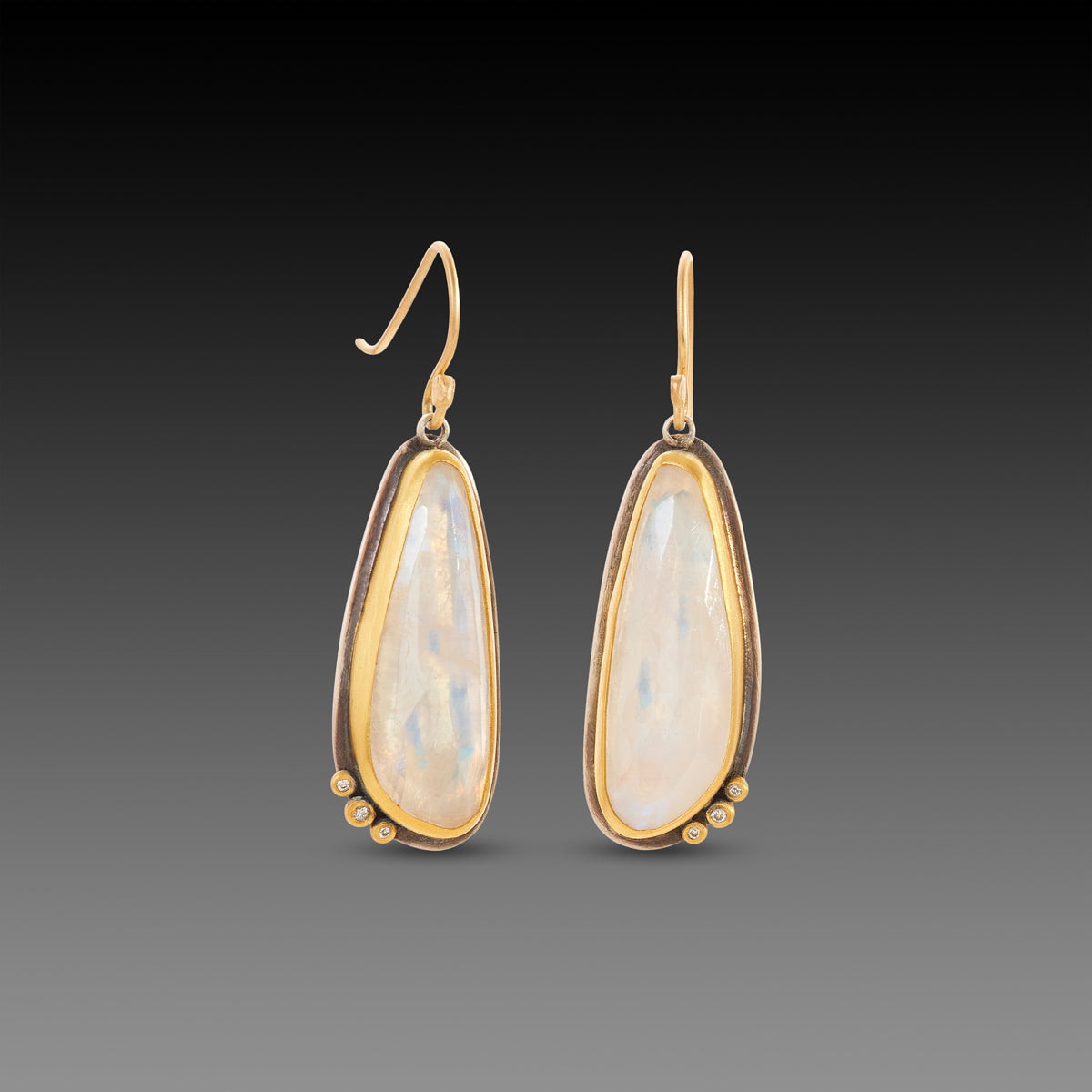 Moonstone Earrings with Diamonds